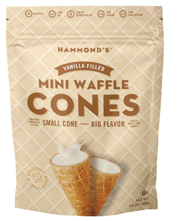 Mini Waffle Cones, White Chocolate | Hammond's
