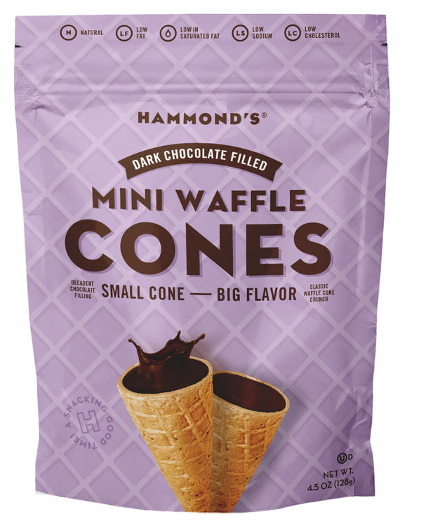 Mini Waffle Cones, Dark Chocolate | Hammond's