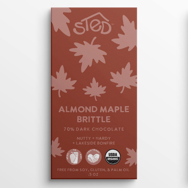 Almond Maple Brittle, Chocolate Bar | Sted