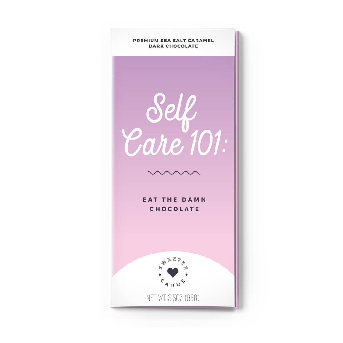 Self Care 101, Sea Slat Caramel Dark Chocolate | Sweeter Cards Chocolate Bar