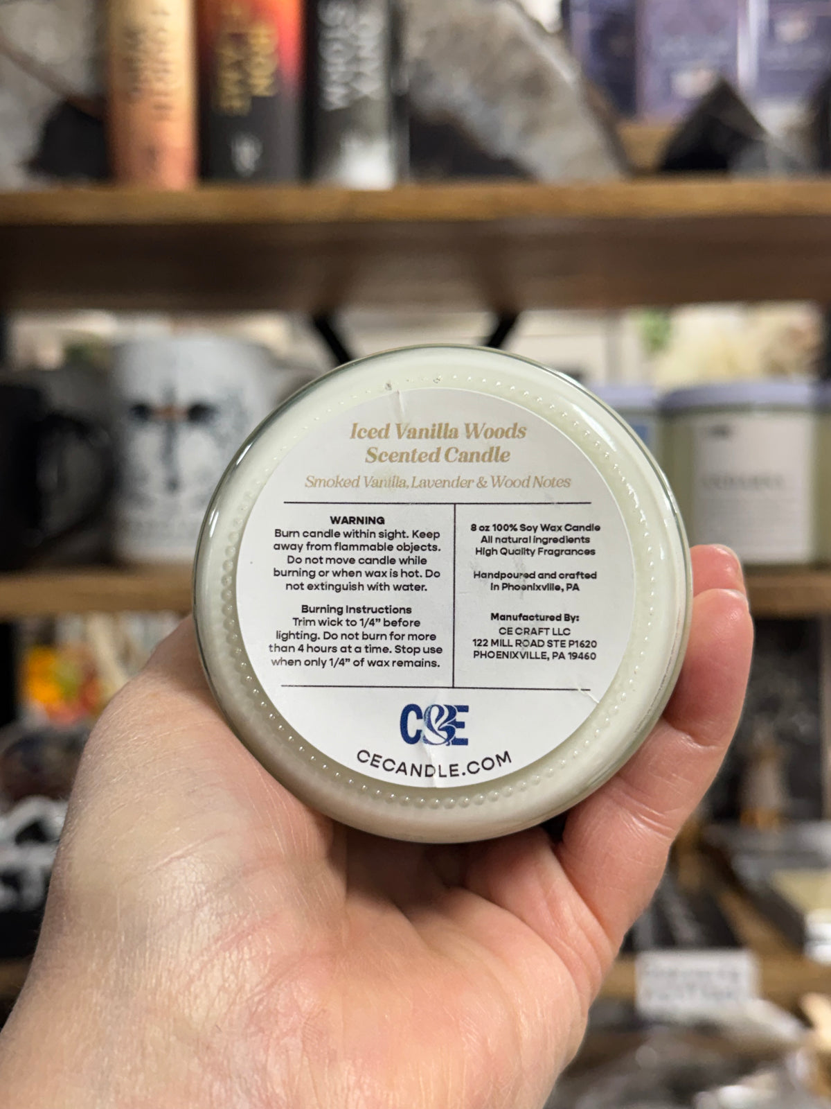 Label for Xaden Candle with Scent of Iced Vanilla Woods by CE Candle.com