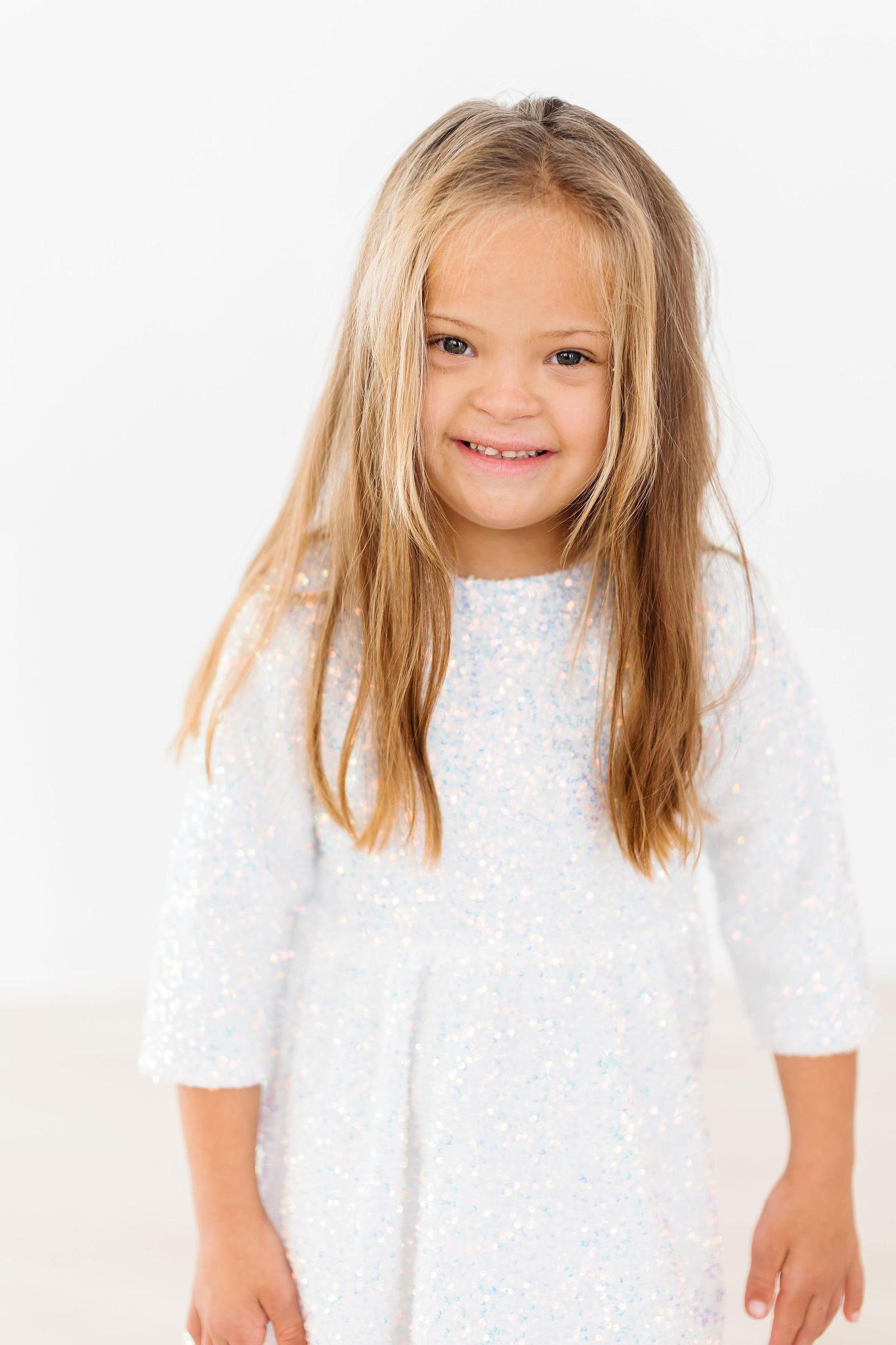 Disco Sequin Dress, White | Mila & Rose