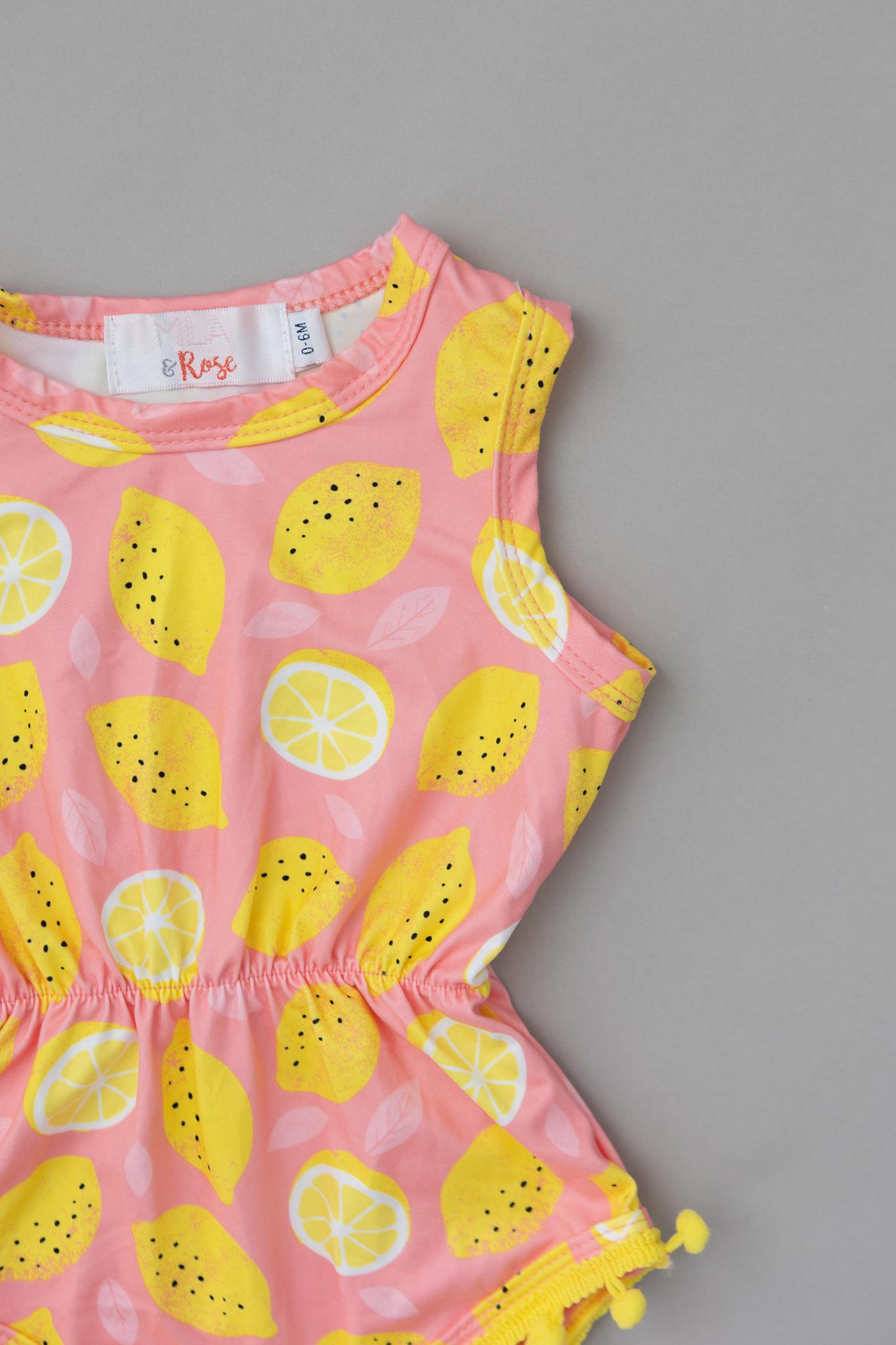 Lemon Squeezy Pom Pom Romper | Mila & Rose