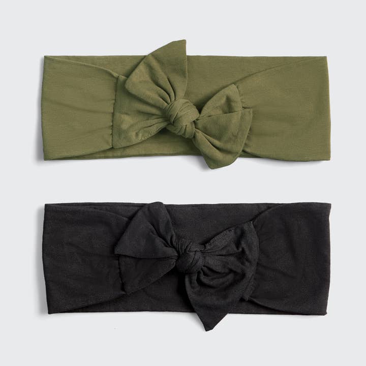 Cotton Adjustable Headband 2pc, Moss | KITSCH