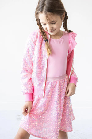 Bubblegum Pink Sequin Girl's Jacket | Mila & Rose