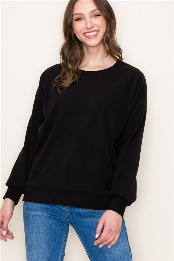 Soft Round Neck Sweater, Black | Staccato - MECO7