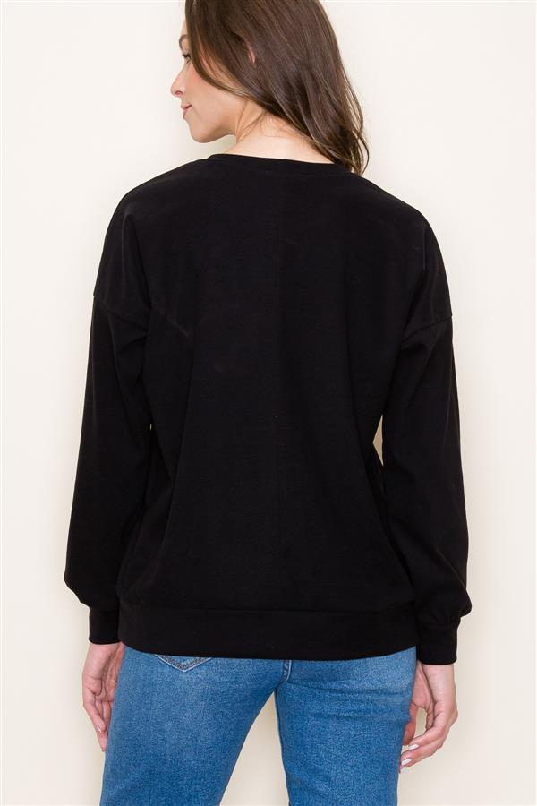 Soft Round Neck Sweater, Black | Staccato