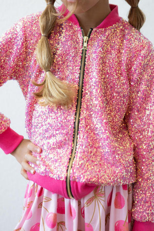 Hot Pink Sequin Girl's Jacket | Mila & Rose