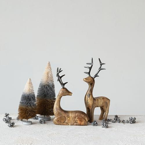 Wood Lying Reindeer w/ Aluminum Antlers