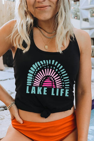 Lake Life Tank, Black | Wildberry Waves