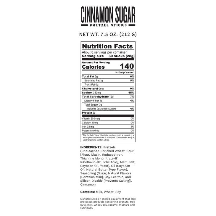 Cinnamon Sugar Seasoned Pretzels 7.5oz | Pop Daddy