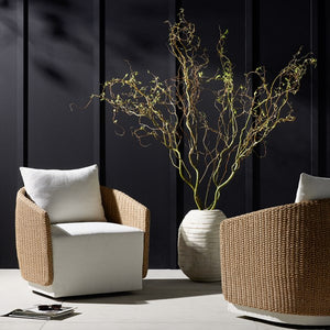 Maven Outdoor Swivel Chair w/ Faux Hyacinth Woven Side