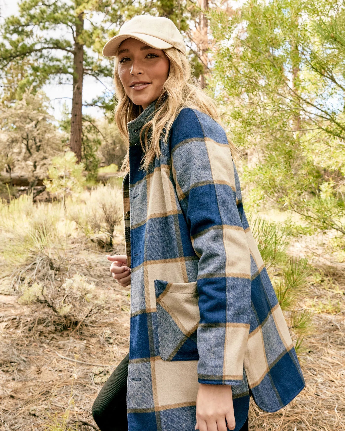 Reversible Flannel Shacket, Navy & Beige | Flag & Anthem