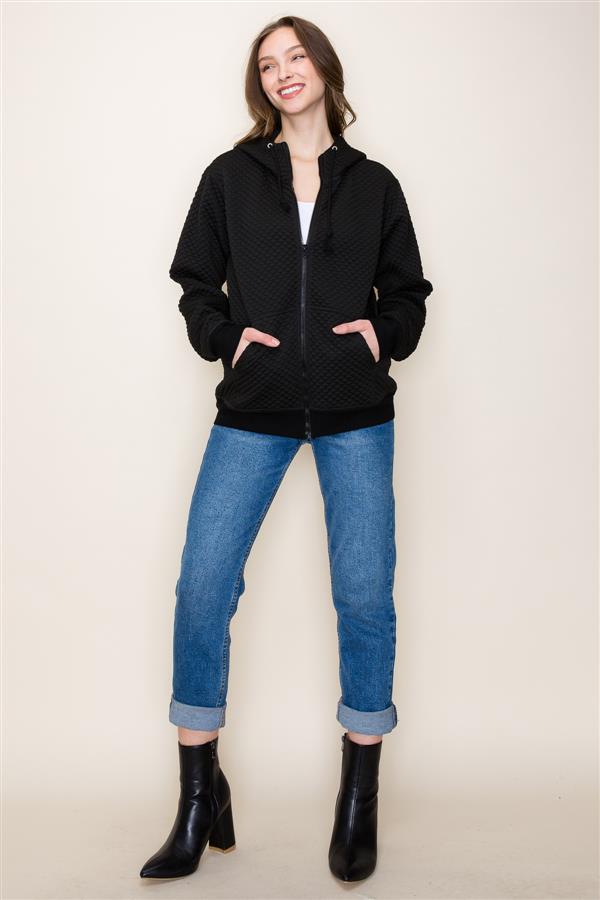 Quilted Hoodie Jacket, Black | Staccato