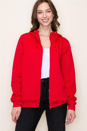 Quilted Hoodie Jacket, Red | Staccato