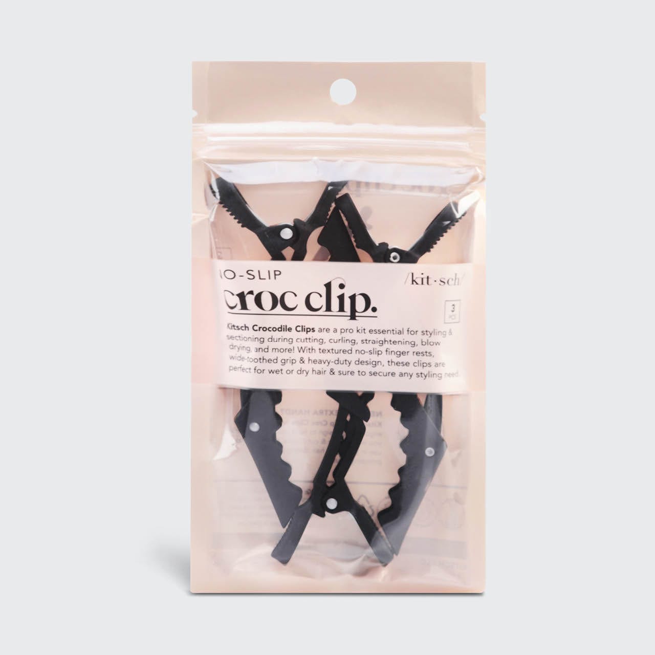 No Slip Crocodile Clips 3 PC Set, Black | KITSCH