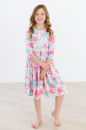 Petal Perfection Pocket Twirl Dress, 3/4 Sleeve