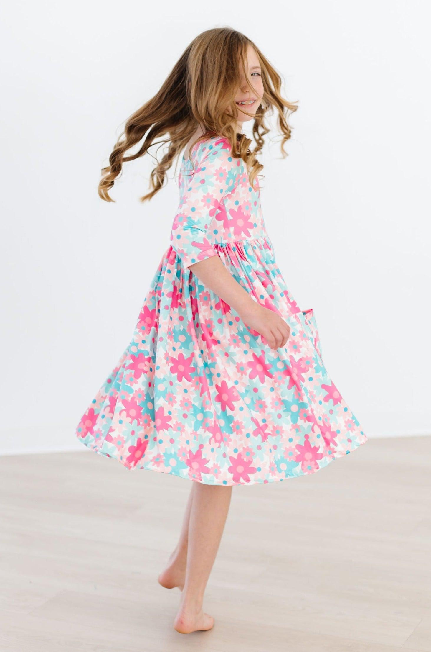 Petal Perfection Pocket Twirl Dress, 3/4 Sleeve