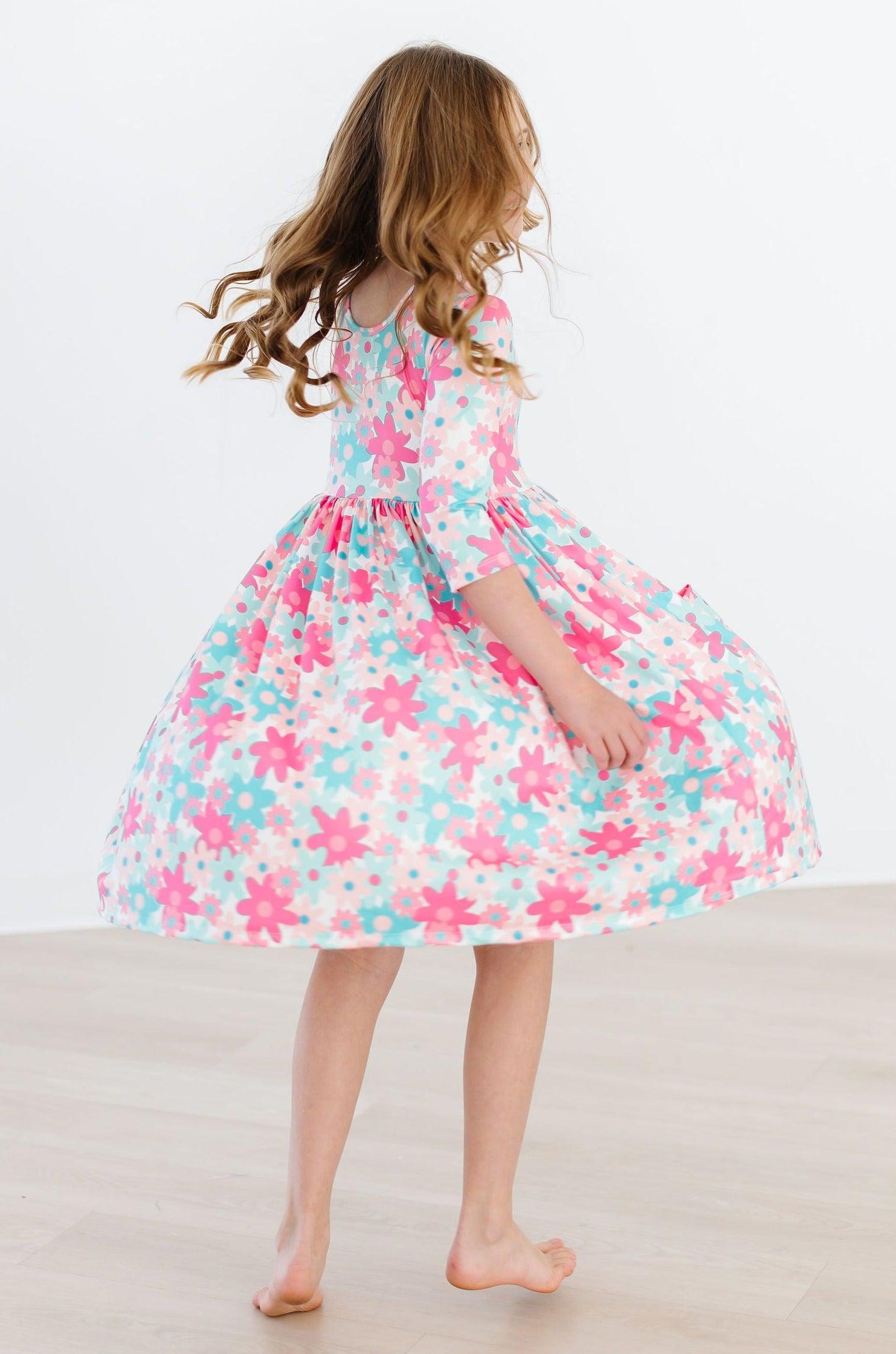 Petal Perfection Pocket Twirl Dress, 3/4 Sleeve