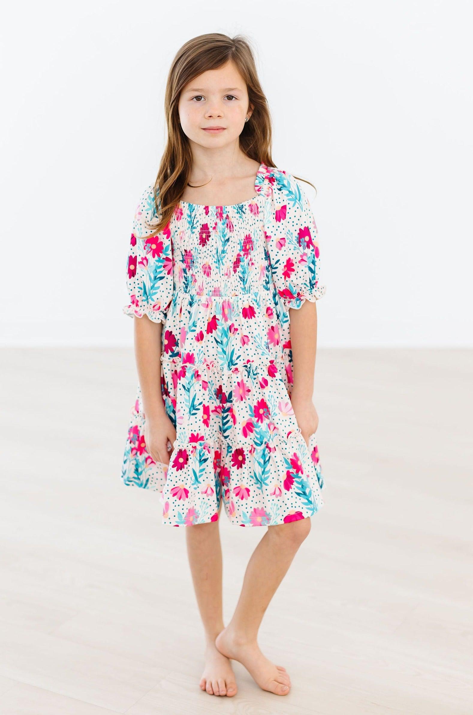 Smocked Ruffle Dress, Dots & Daisies l Mila & Rose