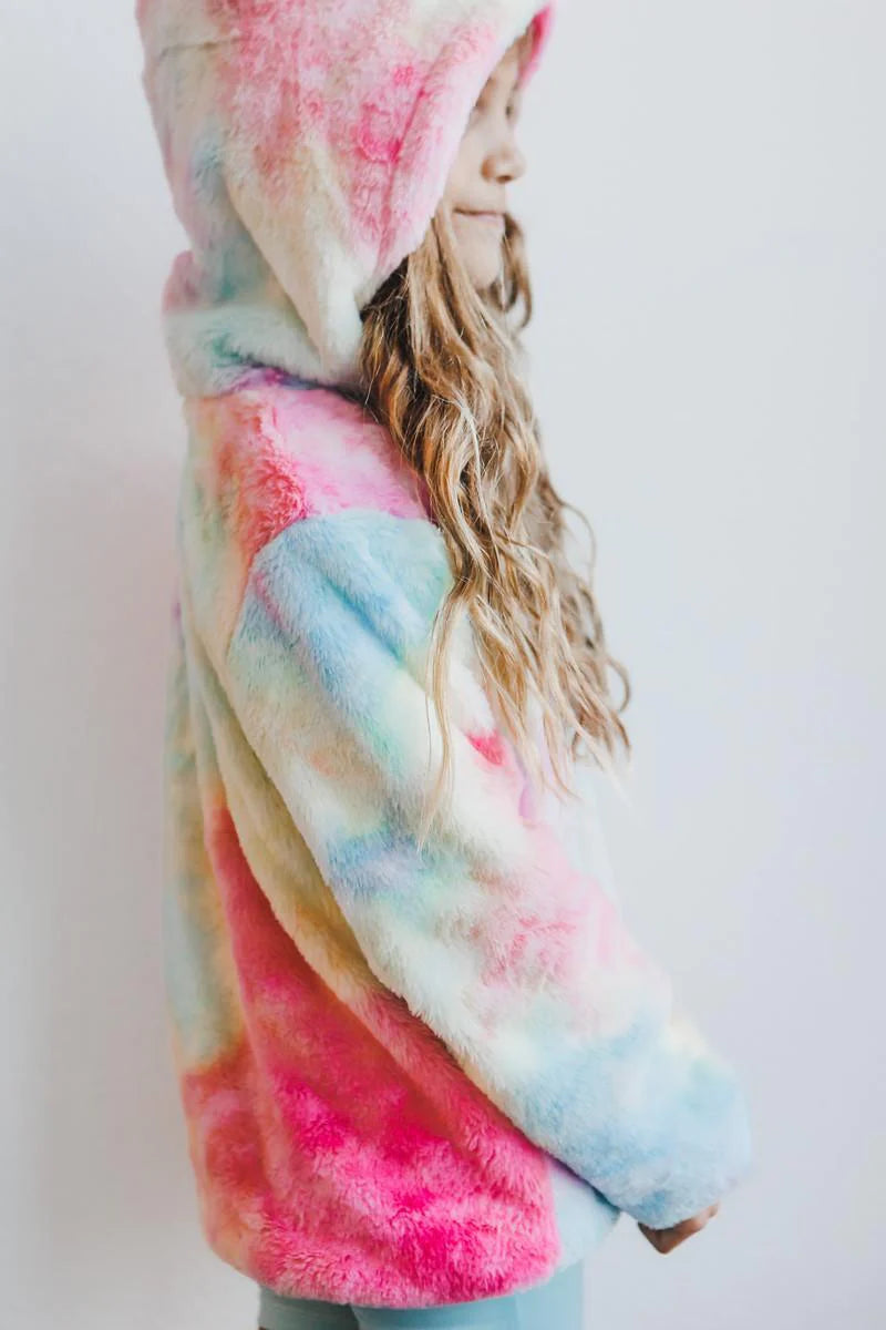 Girl's Fuzzy Pullover Hoodie - Tie Dye | Mila & Rose