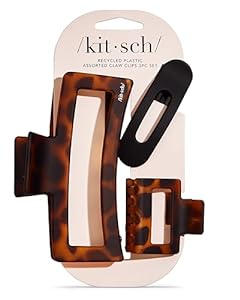 Recycled Plastic Assorted Claw Clips, Rectangle Open Shape | KITSCH