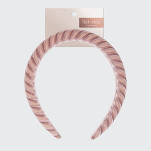 Padded Velvet Stripe Headband, Blush | KITSCH