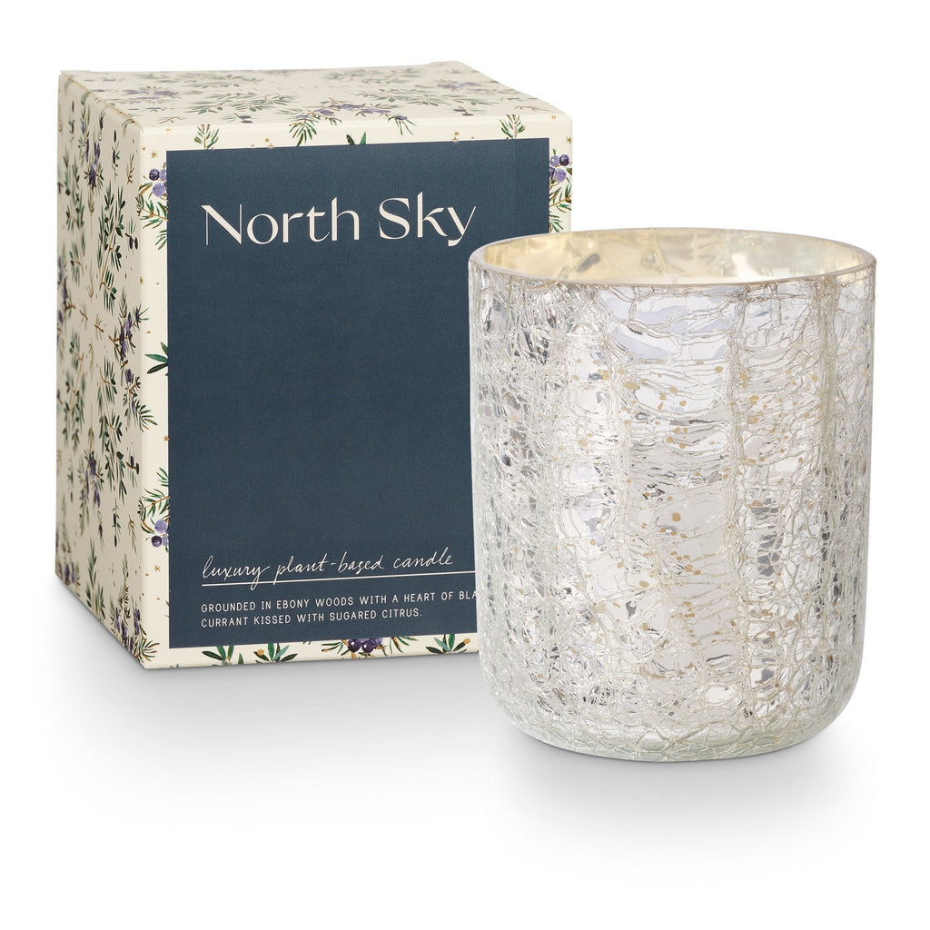 North Sky Small Boxed Crackle Glass Candle | Illume