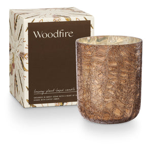 Woodfire Small Boxed Crackle Glass Candle | Illume