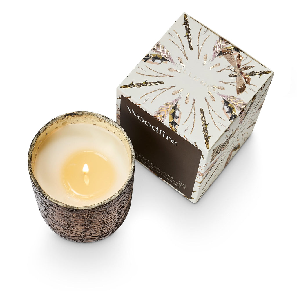 Woodfire Small Boxed Crackle Glass Candle | Illume