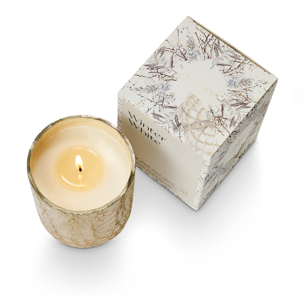 Winter White Small Boxed Crackle Glass Candle | Illume