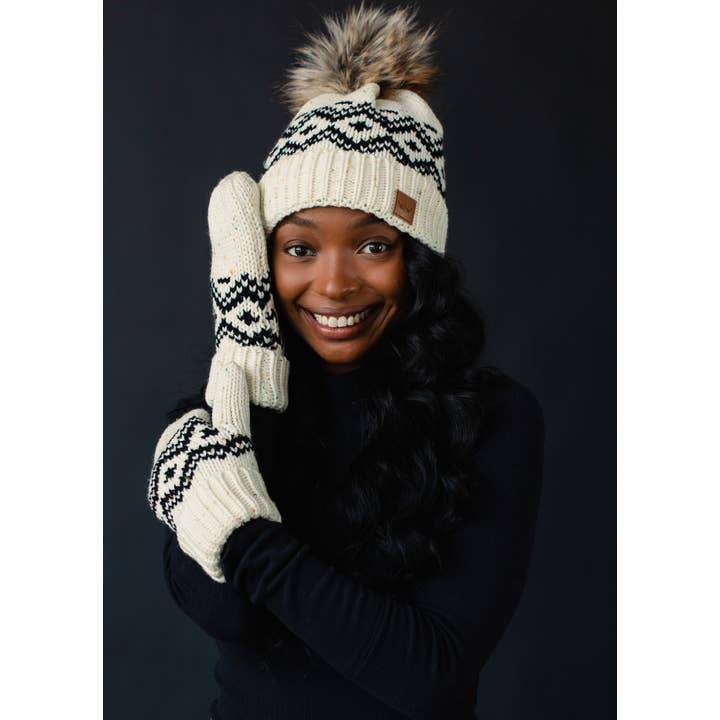 Speckled Cream Patterned Mittens | Panache Apparel Co.