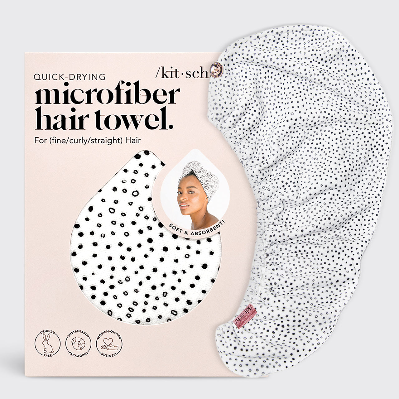 Microfiber Quick Dry Hair Towel, Micro Dot | KITSCH