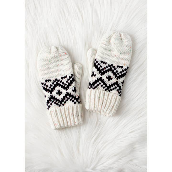 Speckled Cream Patterned Mittens | Panache Apparel Co.