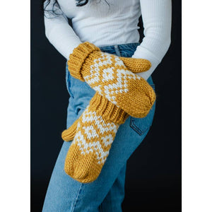 Mustard & White Patterned Mittens | Panache Apparel Co.