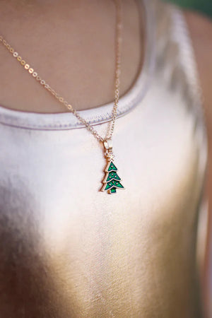 Christmas Tree Necklace & 2 Ring, 3 pcs | Great Pretenders