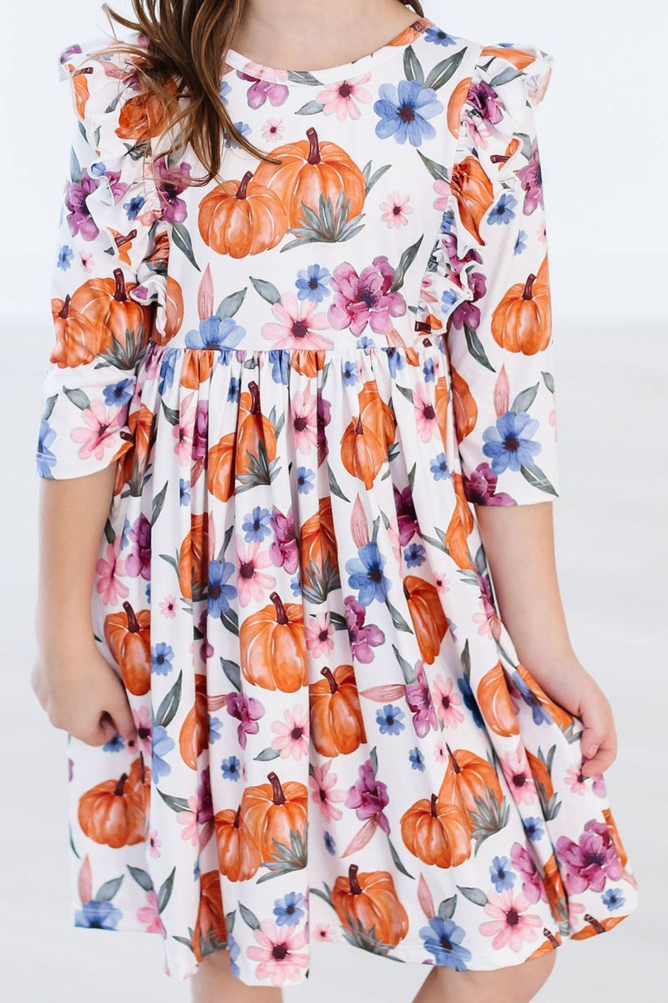 Hey Pumpkin 3/4 Sleeve Ruffle Dress l Mila & Rose