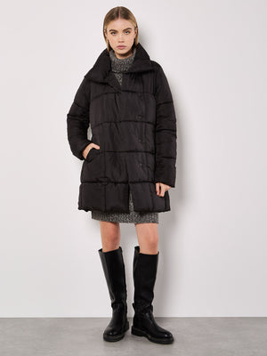 Quilted Belted Jacket, Black | Apricot