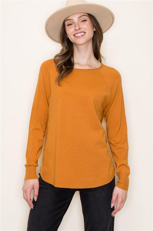 Long Sleeve Sweater w/ Boat Neck, Camel | Staccato