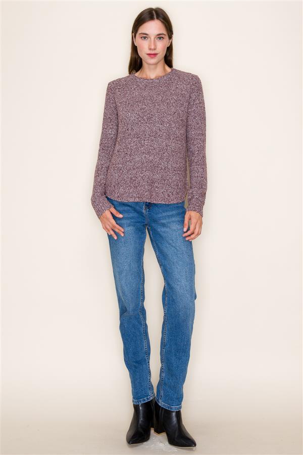 Boat Neck Knit Sweater, Mulberry | Staccato