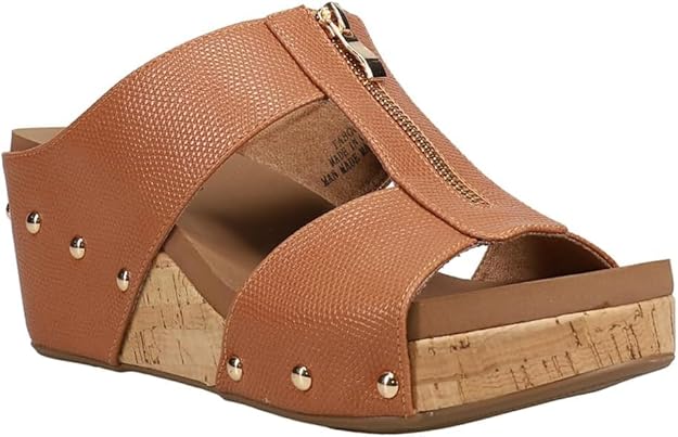 Taboo Wedge Sandal, Cognac | Corkys