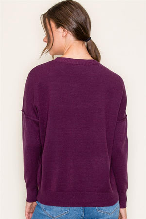 Crew Neck Arm Detail Sweater, Fig | Staccato