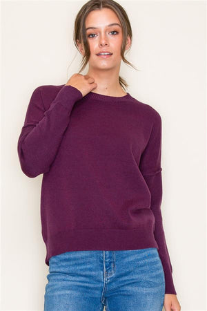 Crew Neck Arm Detail Sweater, Fig | Staccato