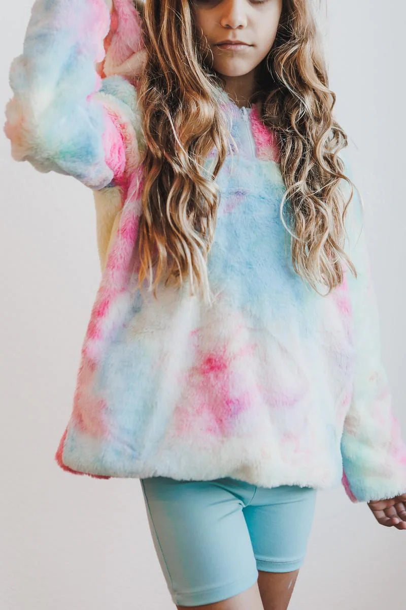 Girl's Fuzzy Pullover Hoodie - Tie Dye | Mila & Rose