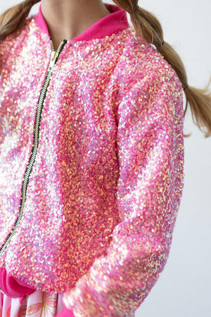 Hot Pink Sequin Girl's Jacket | Mila & Rose