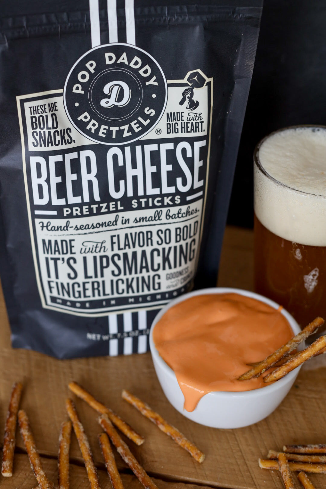 Beer Cheese Seasoned Pretzels 7.5oz | Pop Daddy