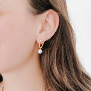 Pearl Hoop Earrings Waterproof, Gold | Pretty Simple