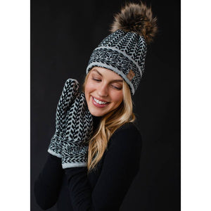 Gray & Black Patterned Mittens | Panache Apparel Co.