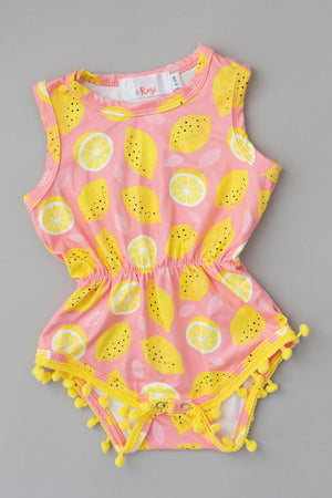 Lemon Squeezy Pom Pom Romper | Mila & Rose