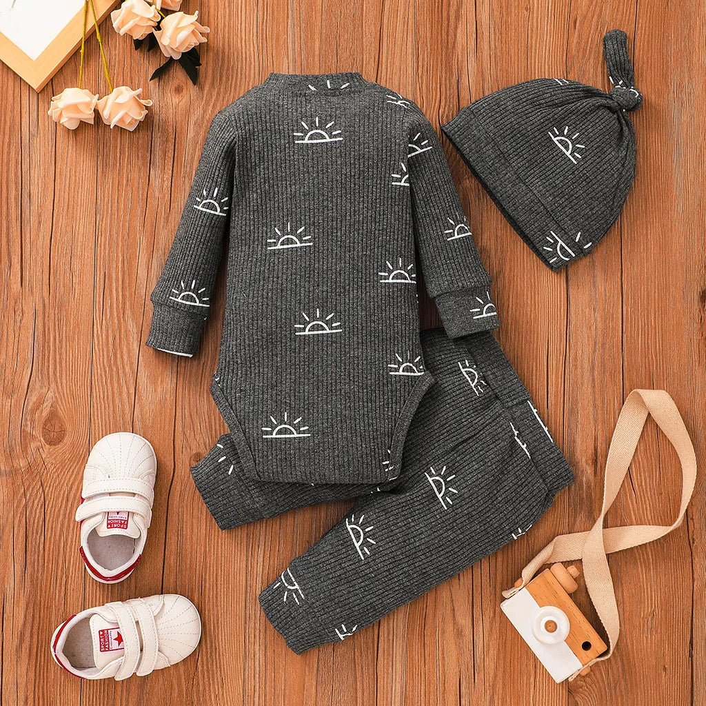 Baby Sun Romper Pants 3 PC, Grey | PatPat